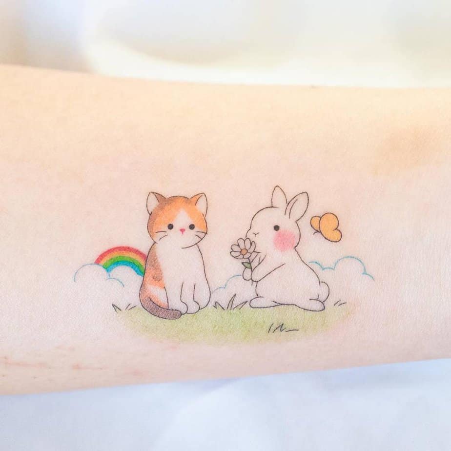 20. Katze und Häschen Tattoo