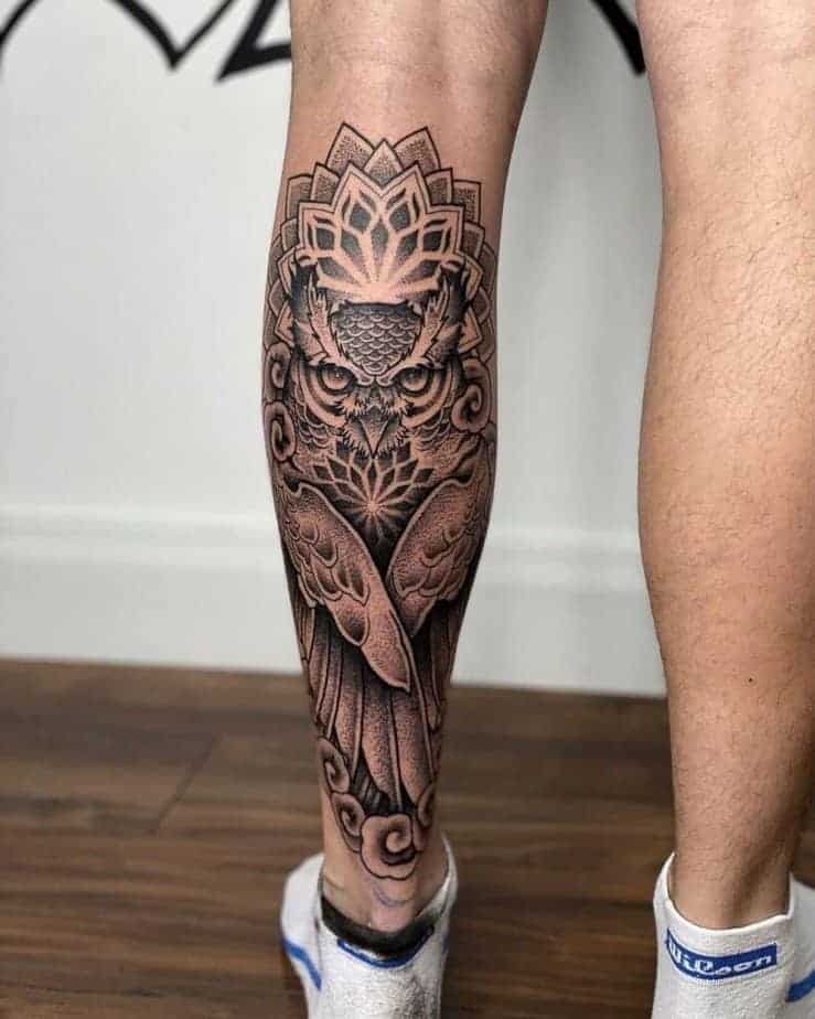 2. Eule und Mandala-Tattoo