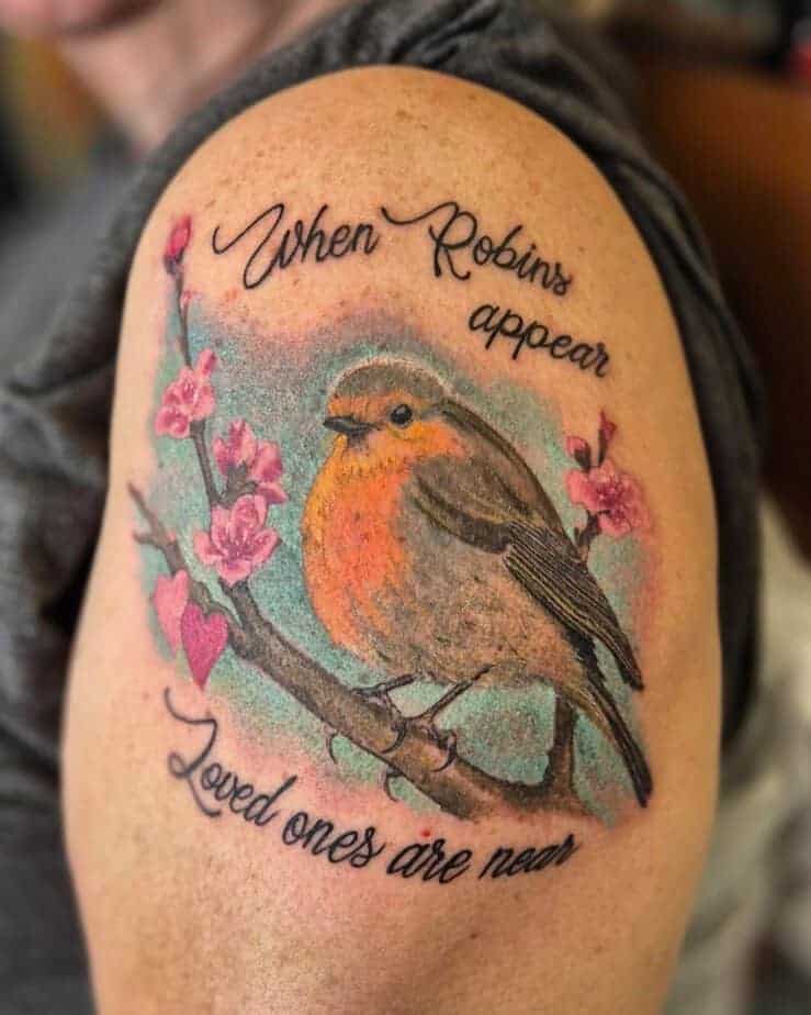 7. Robin-Tattoo mit einem Zitat