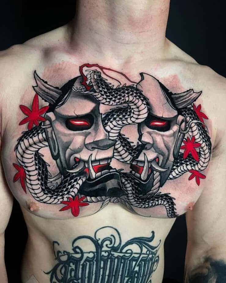 4. Hannya Maske und Schlangentattoo