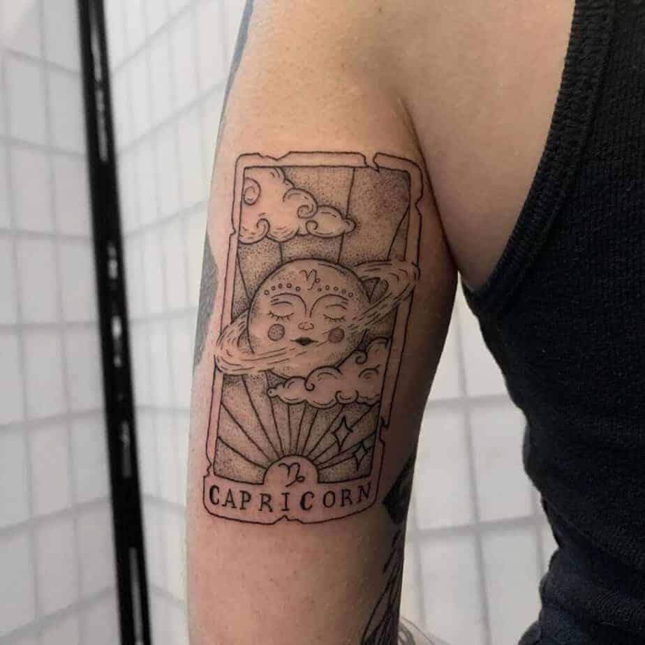 16. Steinbock Tarotkarten-Tattoo auf der Rückseite des Arms