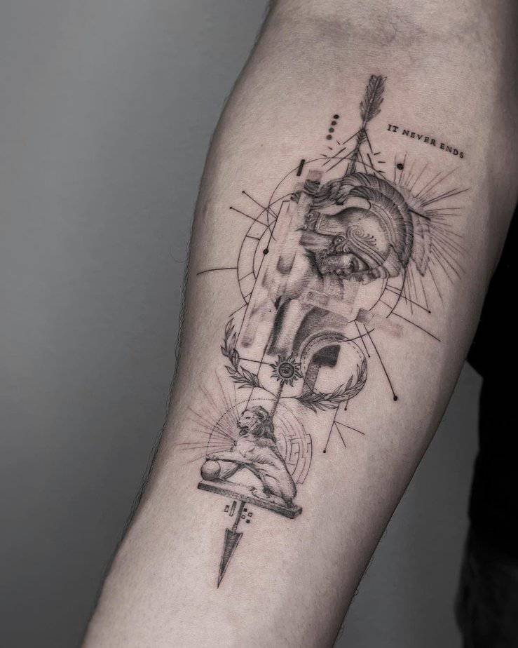 12. Geometrisches Achilles-Tattoo