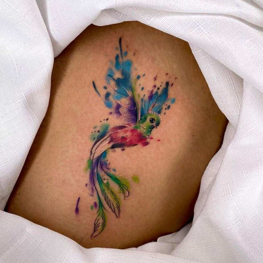 6. Aquarell-Quetzal-Tattoo