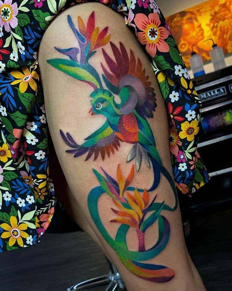 10. Tanzender Quetzal Tattoo