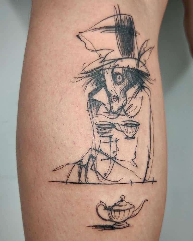 8. Skizze Mad Hatter Tattoo