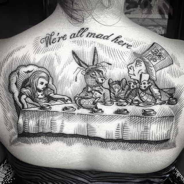 4. Gravur Alice im Wunderland Tattoo