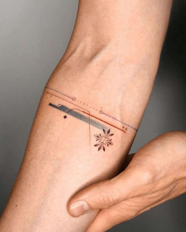 14. Buntes geometrisches Blumentattoo